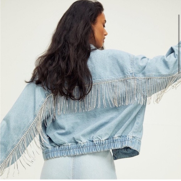 Free People Denim Jacket with detail rhinestones. - Picture 2 of 10